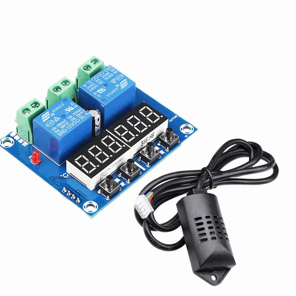 XH-M452 DC 12V 10A dijital LED Çift Çıkış Sıcaklık ve Nem Kontrol Modülü - Sensors & Modules