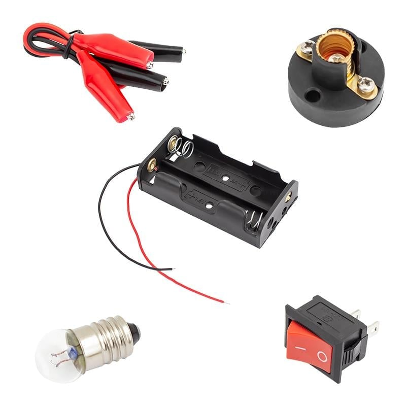 Öğrenci Deney Kiti (Pil Yuvası+Duy+Ampul+Anahtar+Krokodil) - Robotic Kits & Educational Products