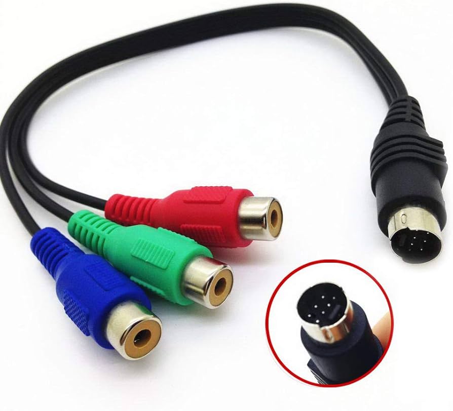 7-Pin S-Video Mini DIN Male to 3 RCA Female Cable - Electronics