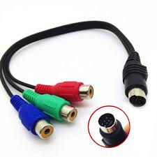 7-Pin S-Video Mini DIN Male To 3 RCA Female Kablo - Adaptor