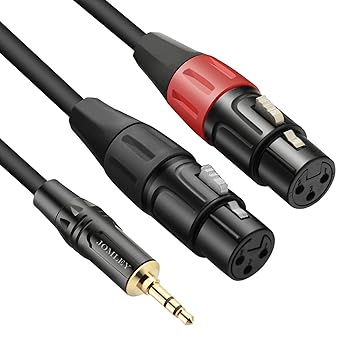 Çift XLR Dişi - 3,5 mm Y Ayırıcı Kablo, Dengesiz XLR Dişi - 1/8 İnç Mini Jak TRS Stereo Aux Ara Bağlantı Ses Mikrofon Dağıtıcı Yama Kablosu - 1 Metre - Cable