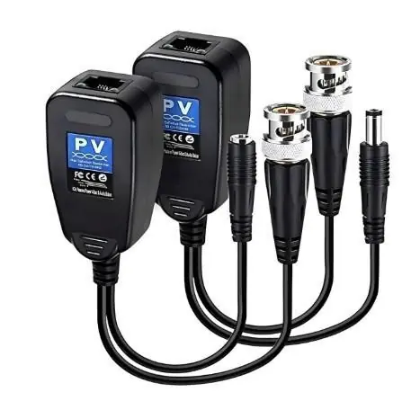 BNC to RJ45 Video Balun + Power Connector - Electronics